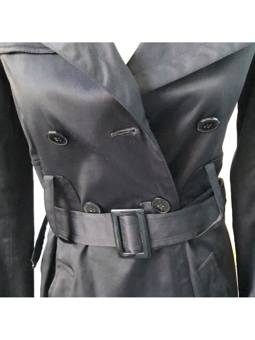 DKNY Double Breasted Belted Trench Coat Black Size XS - Picture 15 of 16